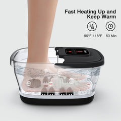 HOSPAN foot spa showing temperature control and timer for customizable soaks.