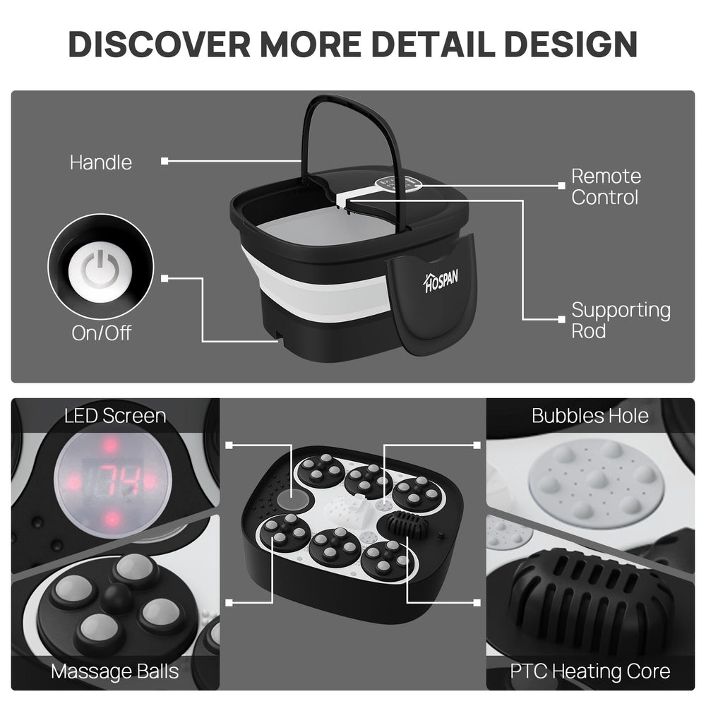 HOSPAN foot spa adjustable water temperature for personalized comfort.