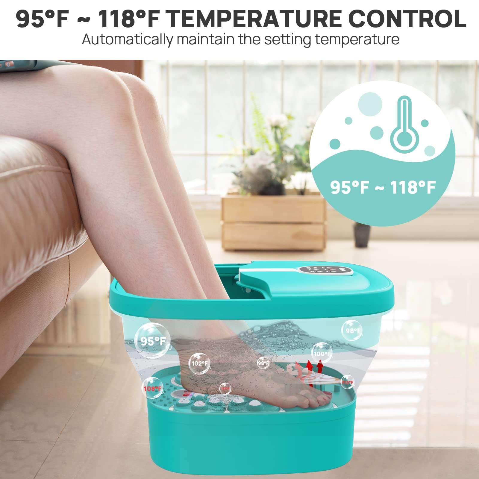 HOSPAN foot spa temperature control lets you customize warmth for a comfortable soak.