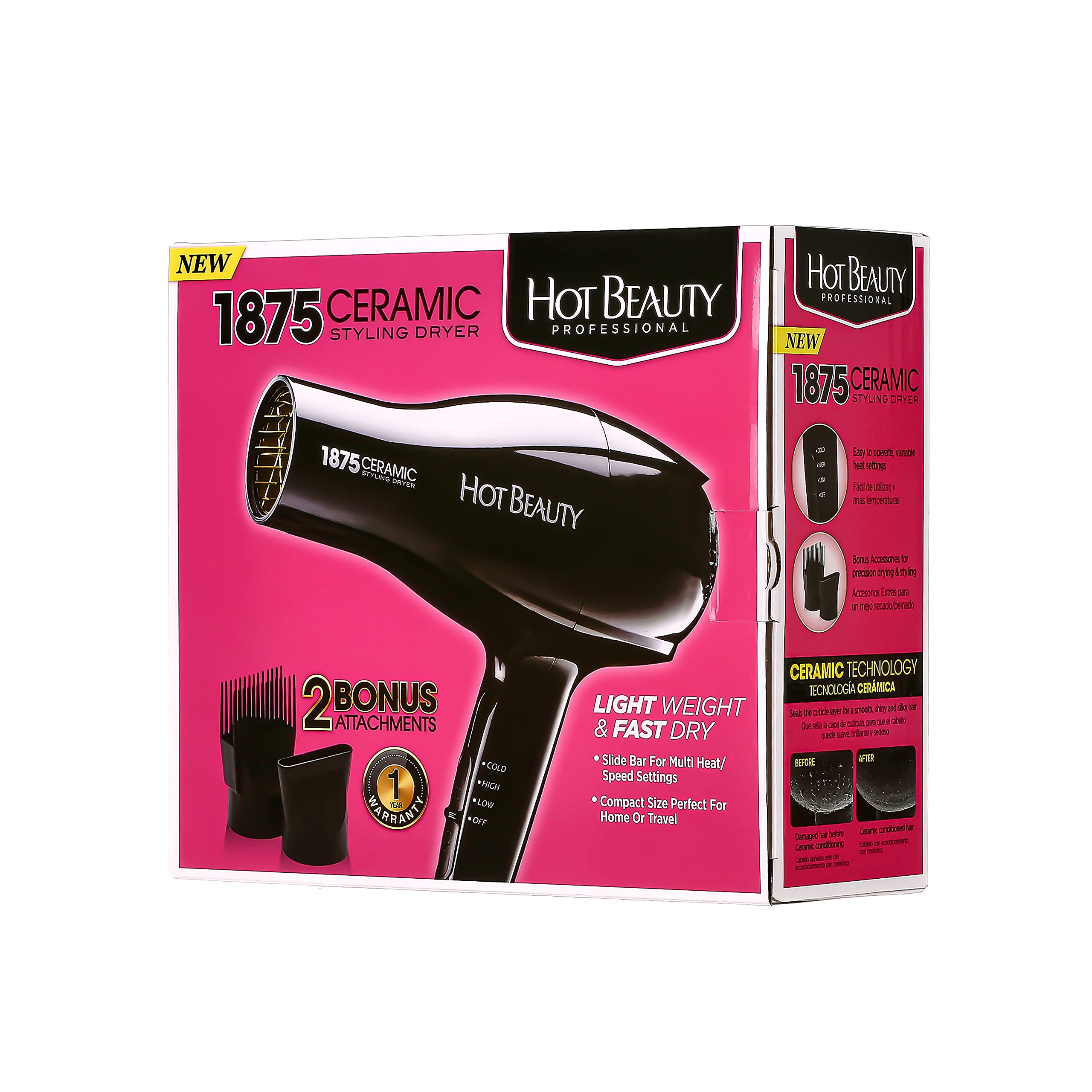 Hot Beauty 1875 Ceramic Styler Dryer in-use styling for sleek, professional results.
