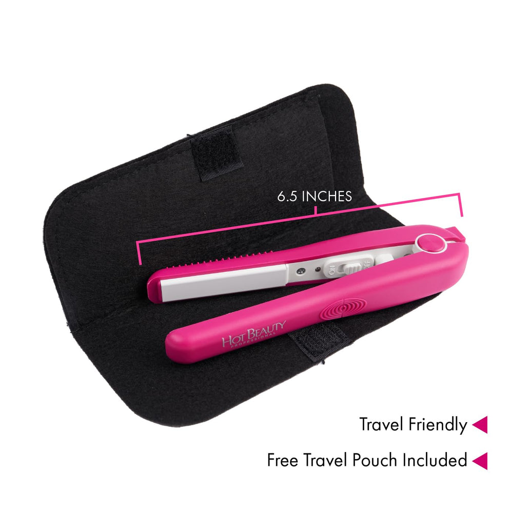 Hot Beauty Mini Flat Iron demonstrates straightening hair quickly