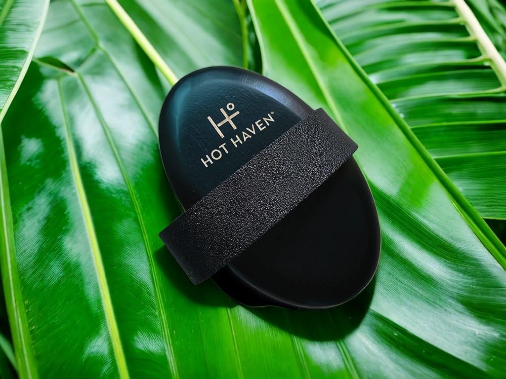 HOT HAVEN Shower-ready setup with the ionic copper brush for self-care ritual