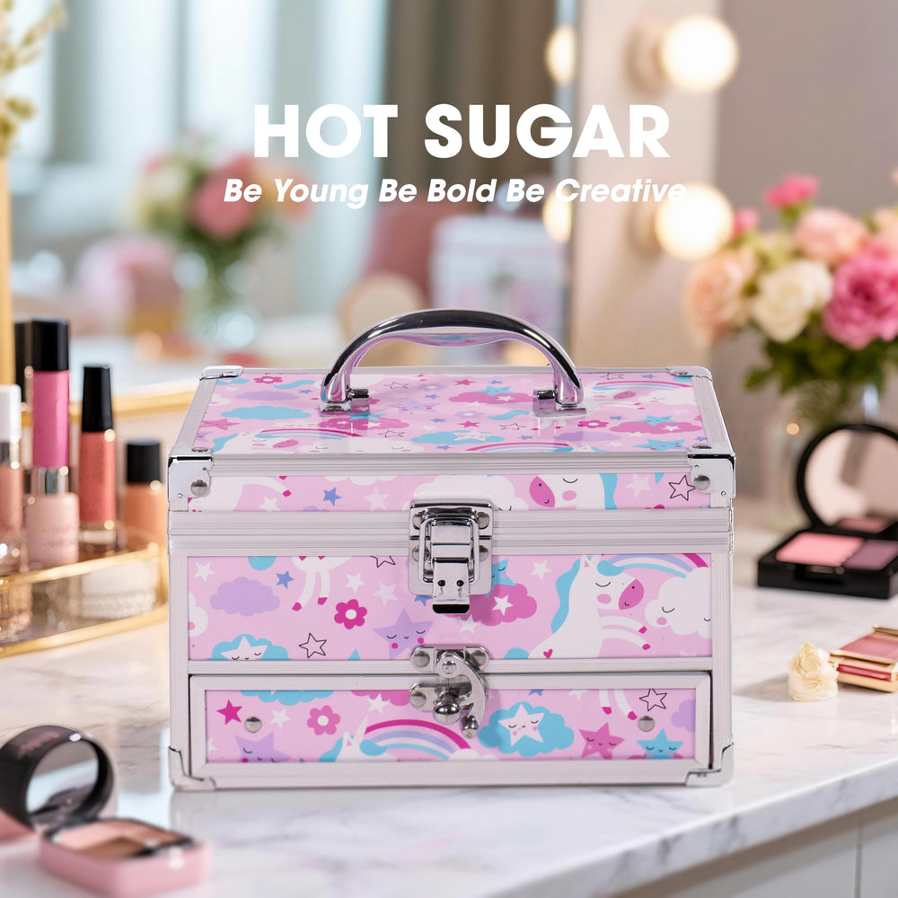 Hot Sugar 56-eye shadow set plus gloss and blush, ideal starter makeup kit.