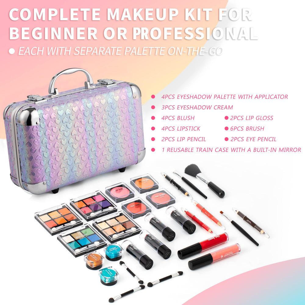 Hot Sugar All In One Makeup Set eye shadow swatches provide versatile starter palette.