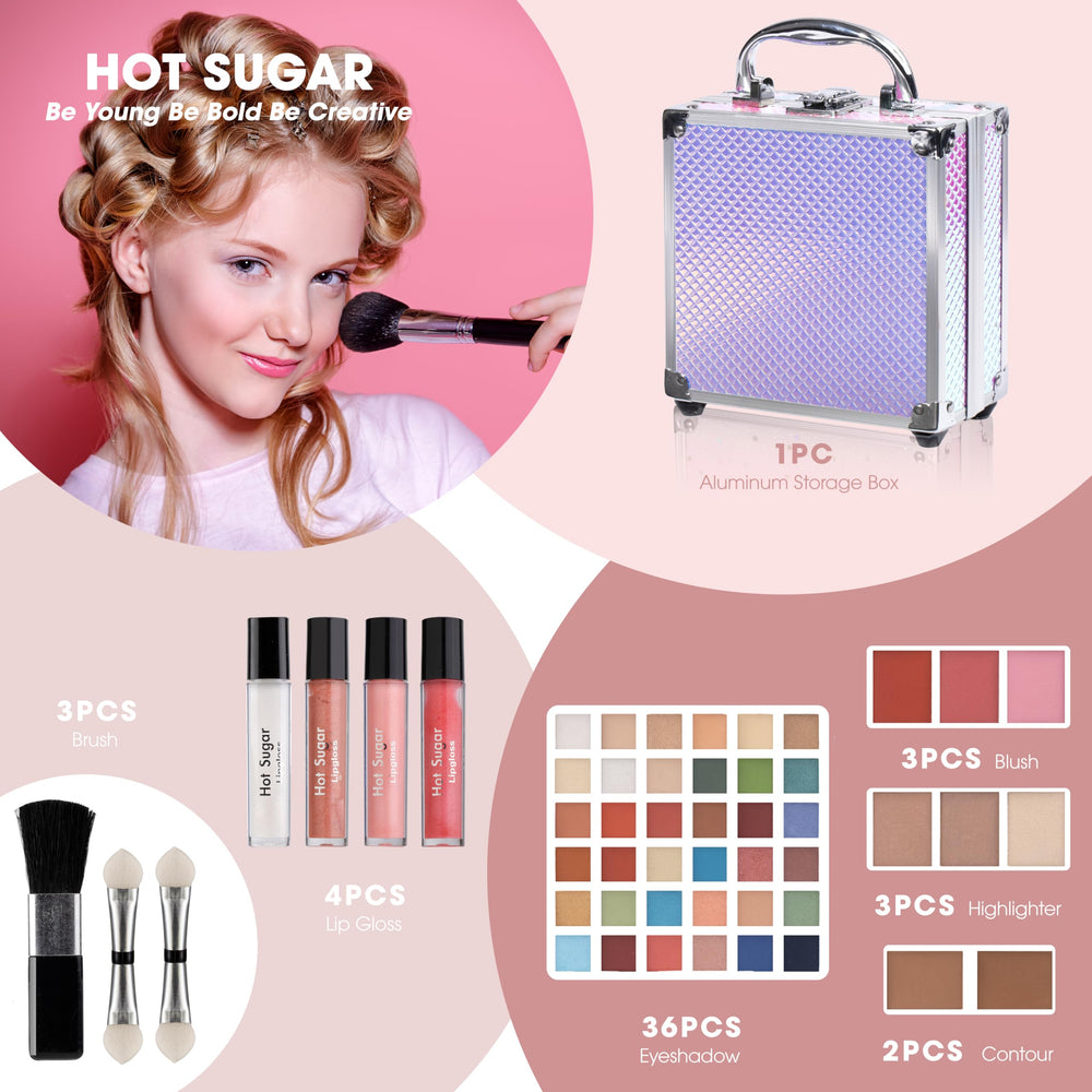 Hot Sugar lip gloss set provides shiny color and kid-safe formula.