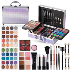 Hot Sugar makeup kit aluminum train case open reveals organized storage for on-the-go touchups.