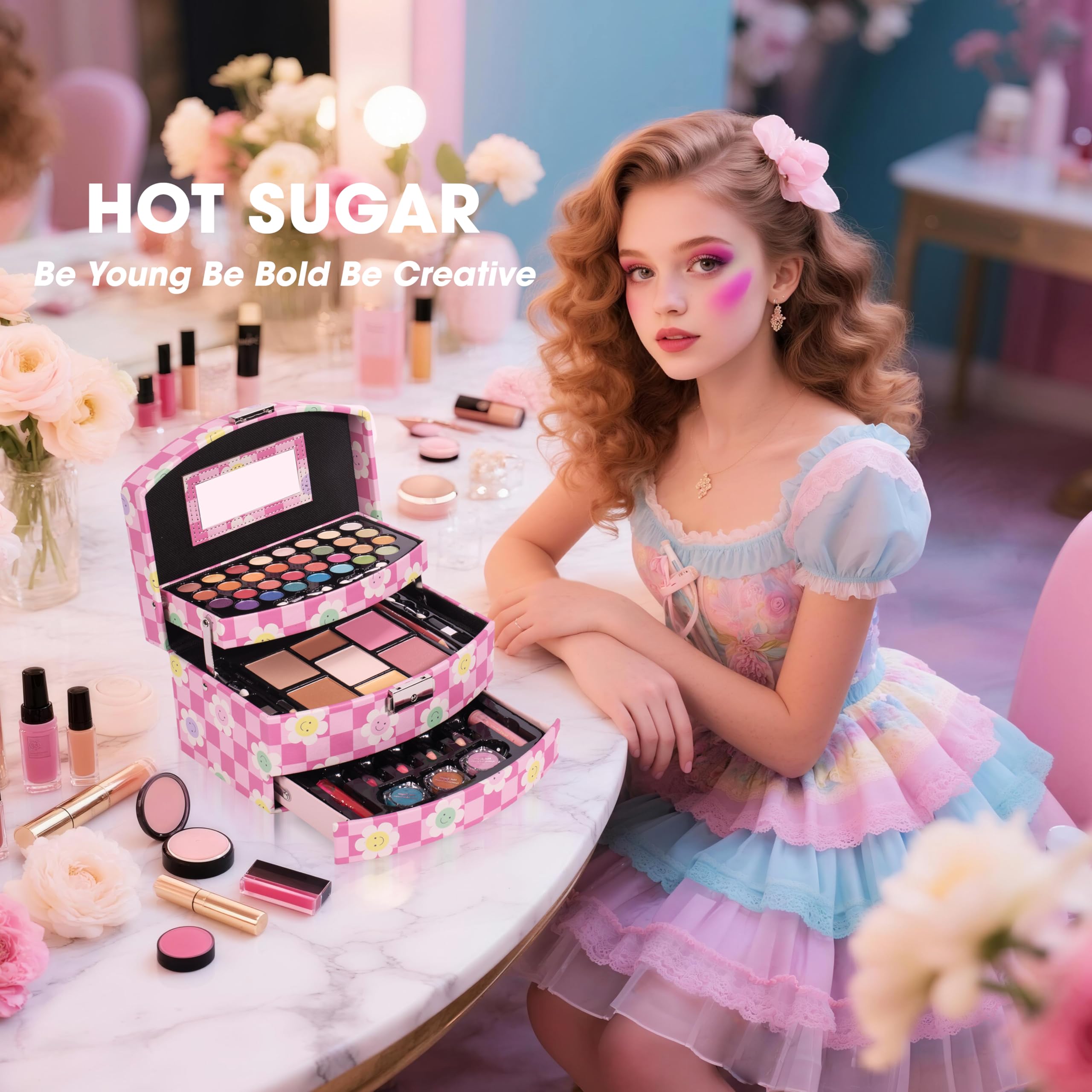 Hot Sugar brushes assortment with case for precise blending and easy storage.