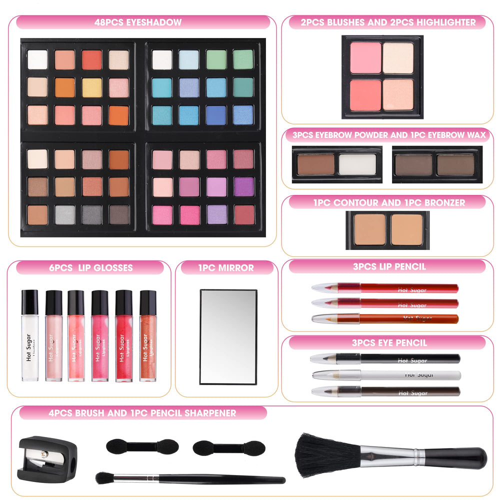 Hot Sugar makeup kit six lip glosses for glossy finish and smooth application.