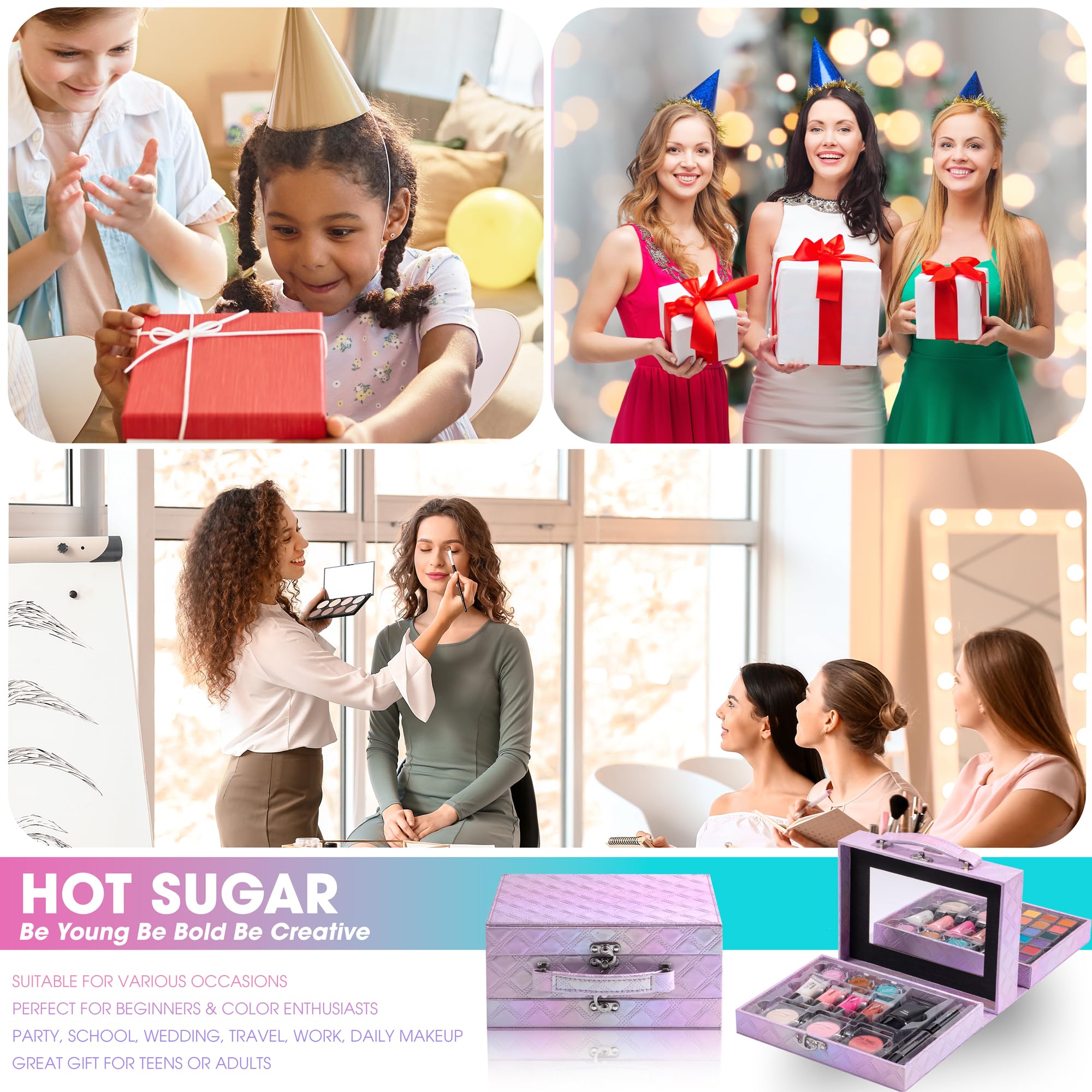 Hot Sugar makeup kit train case inside view showing organized storage