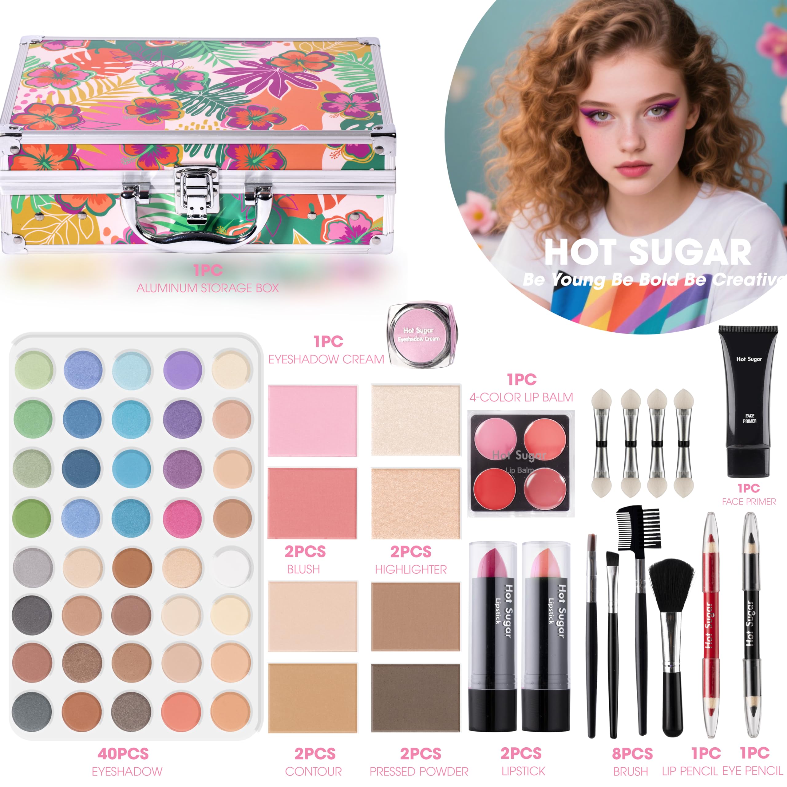 Hot Sugar lip balm 4-color set ready for cute, long-lasting lips.