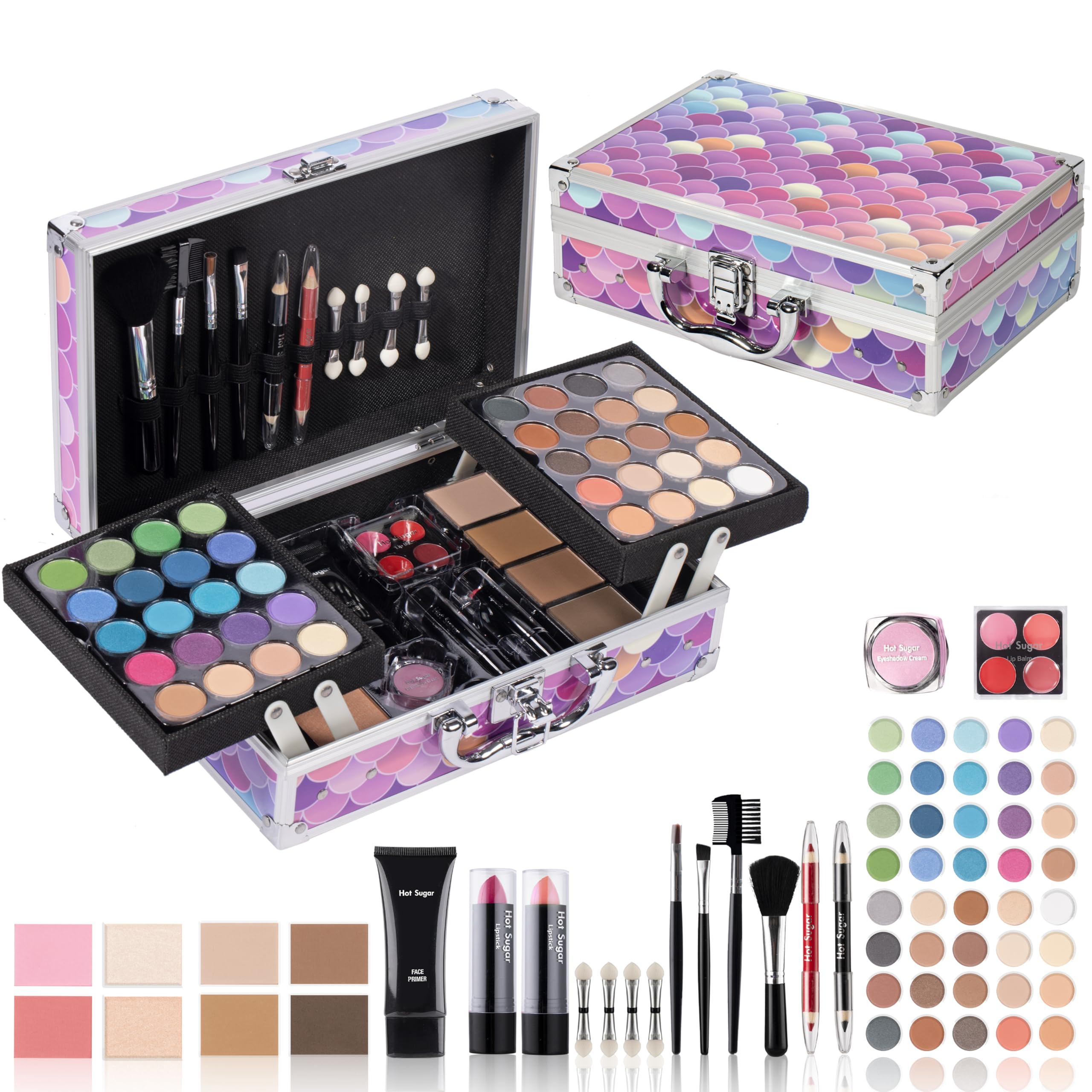 Hot Sugar Mermaid makeup kit case open showing colorful palette for creative play