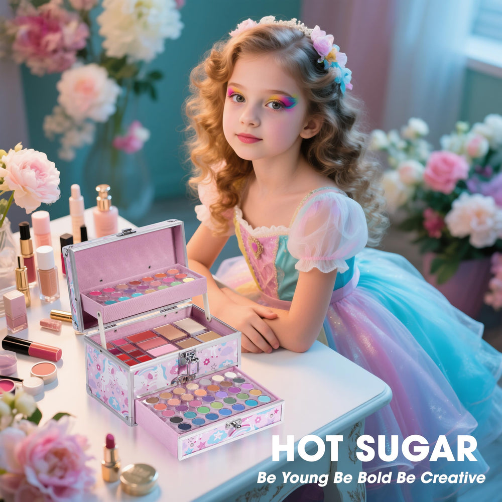 Hot Sugar pink train case portable design with top handle for parties, cosplay, and travel.