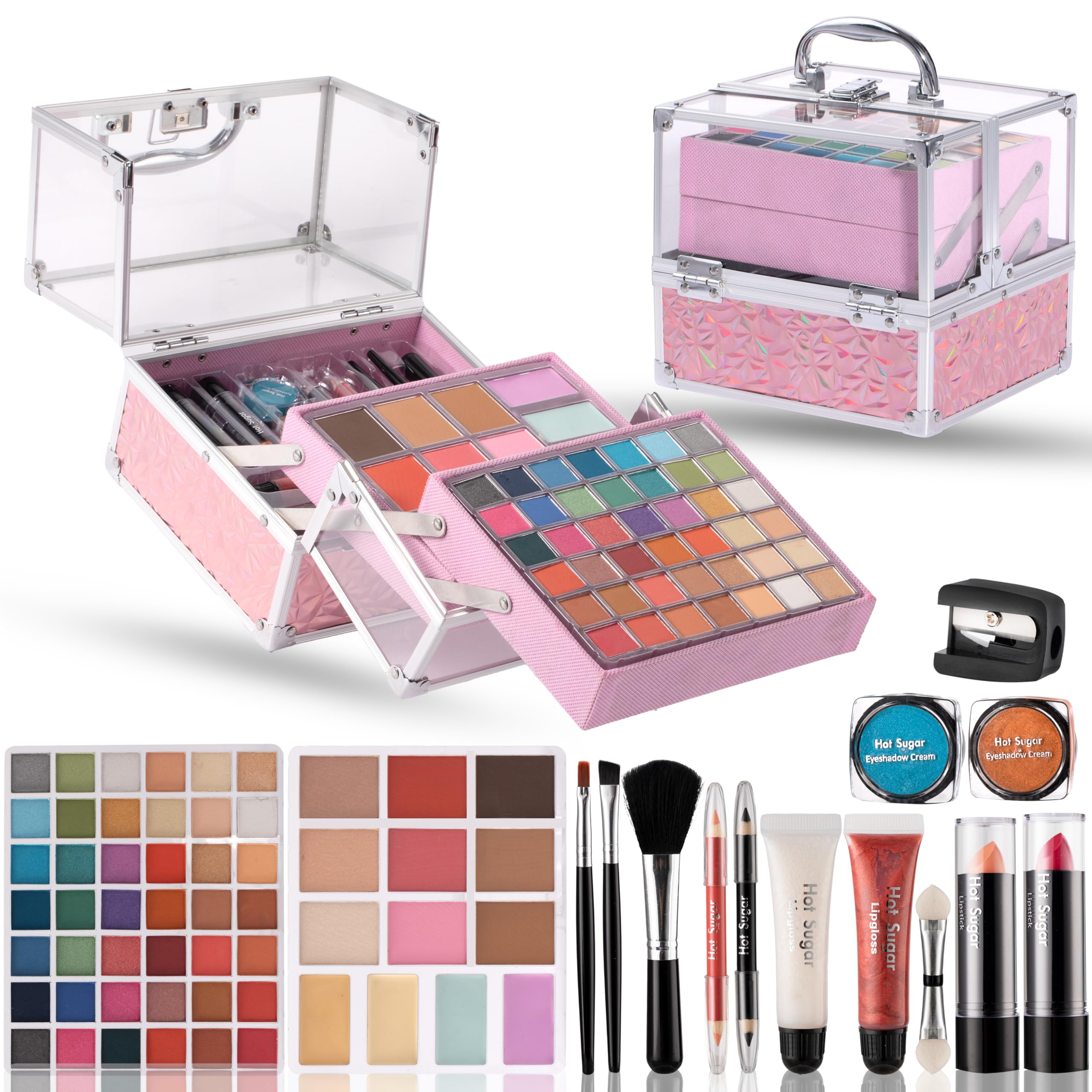 Hot Sugar teen makeup kit palette open shows 42 eyeshadows for creative looks