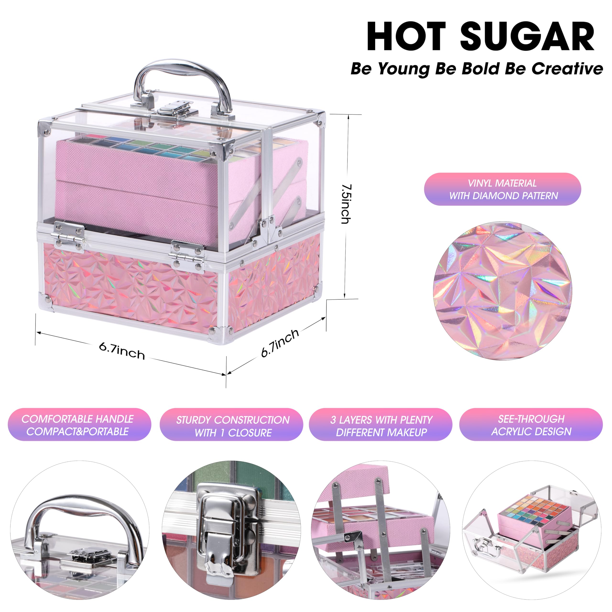 Hot Sugar teen makeup kit train case in bright colors for easy storage