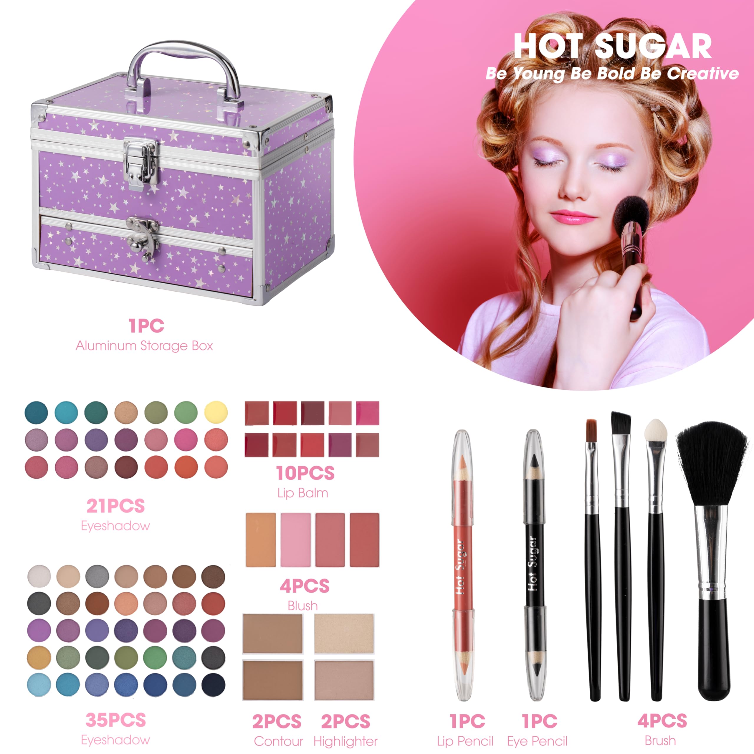 Hot Sugar teens makeup kit lip gloss set offers playful, glossy looks.