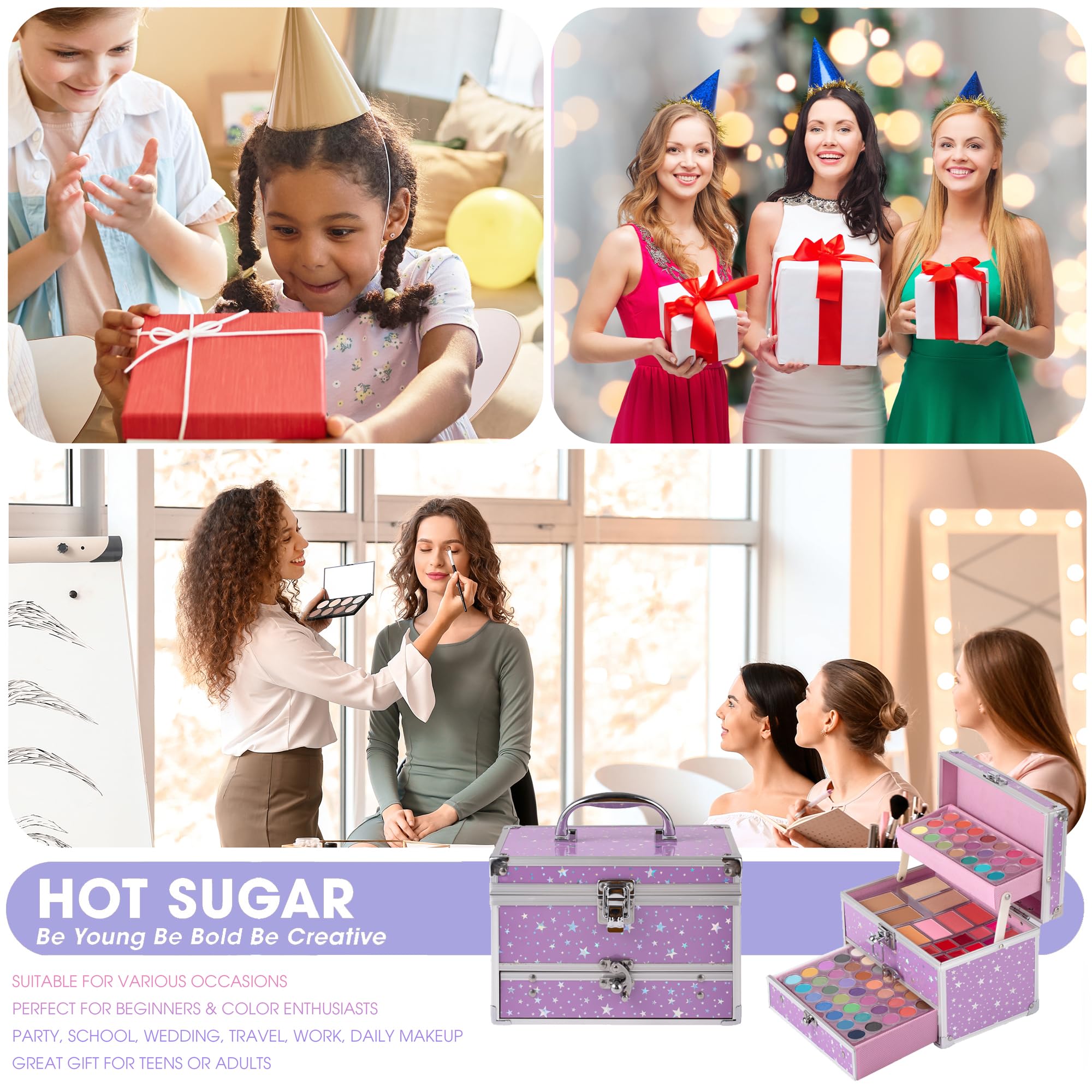 Hot Sugar teens makeup kit travel-friendly case fits in bag for parties.