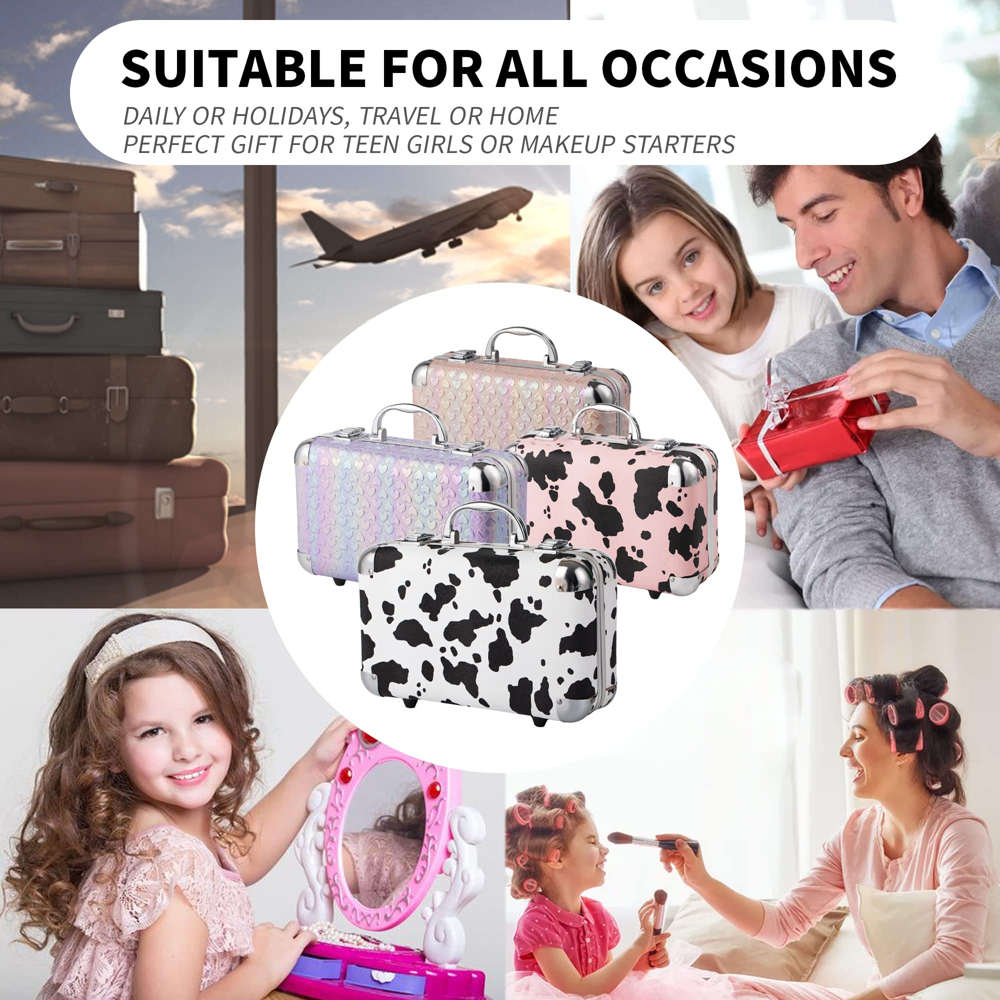 Hot Sugar pink heart train case with built-in mirror simplifies makeup routines