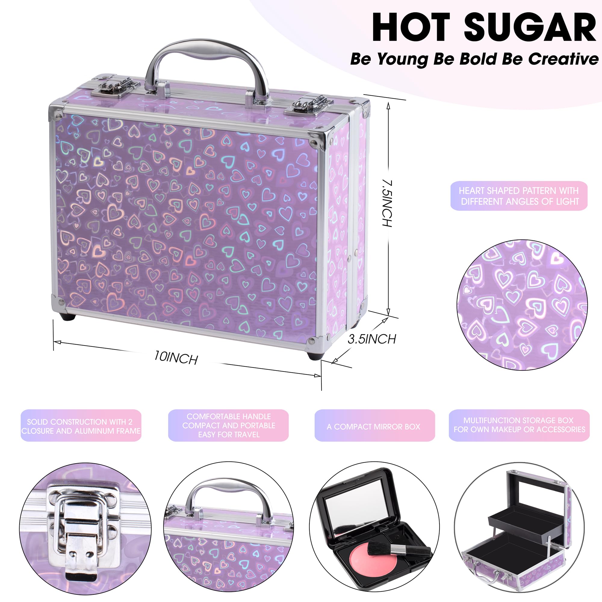 Hot Sugar Ultimate All-in-One Makeup Kit Purple Love open tray displays compact case