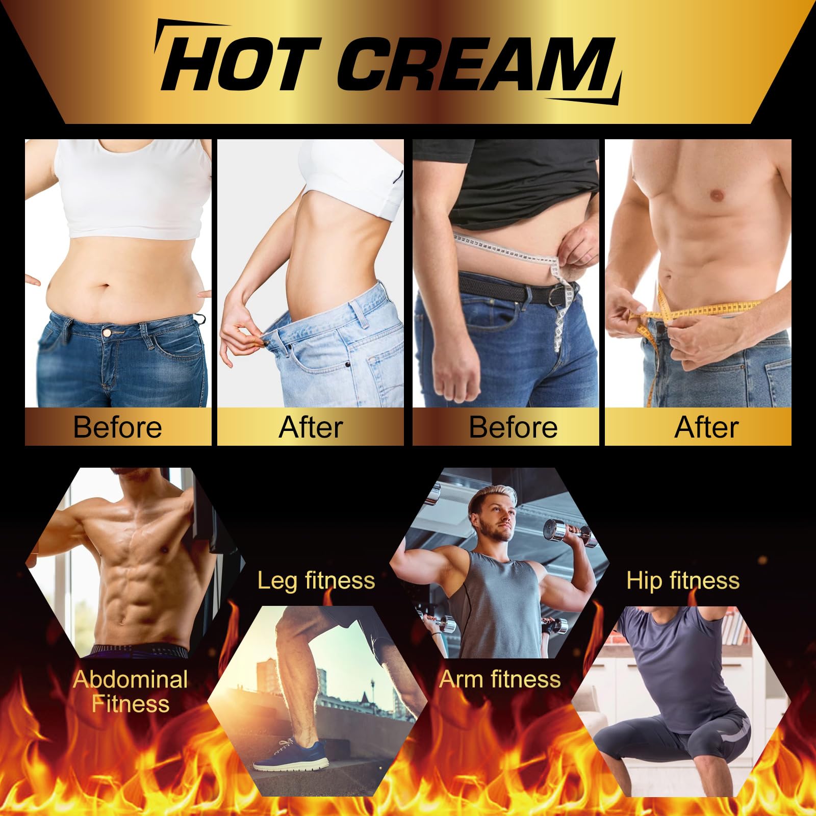 Hot Sweat Cream 2Pack before-after skin highlights smoothing potential