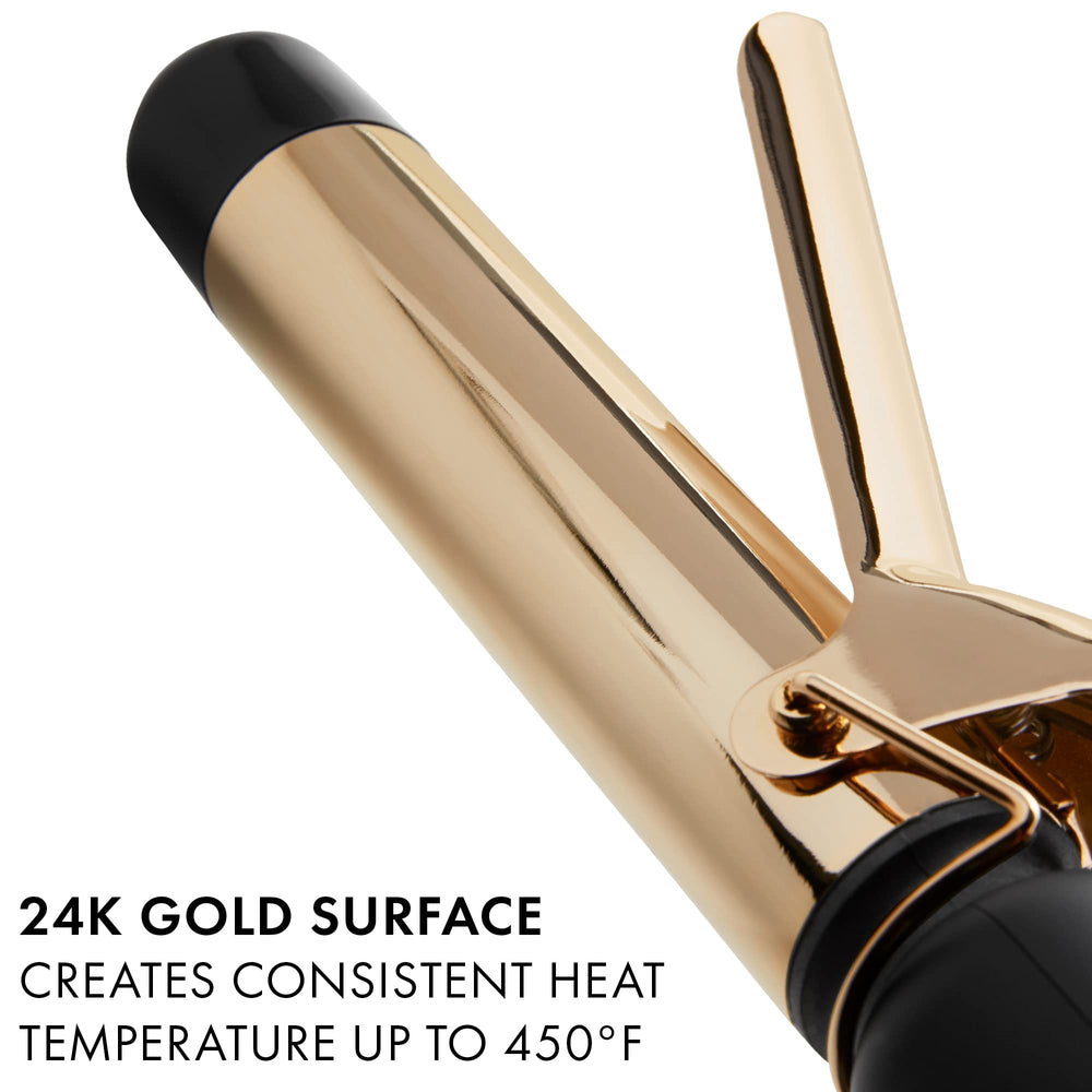 Hot Tools 24K Gold digital display closeup highlighting precise temperature control.