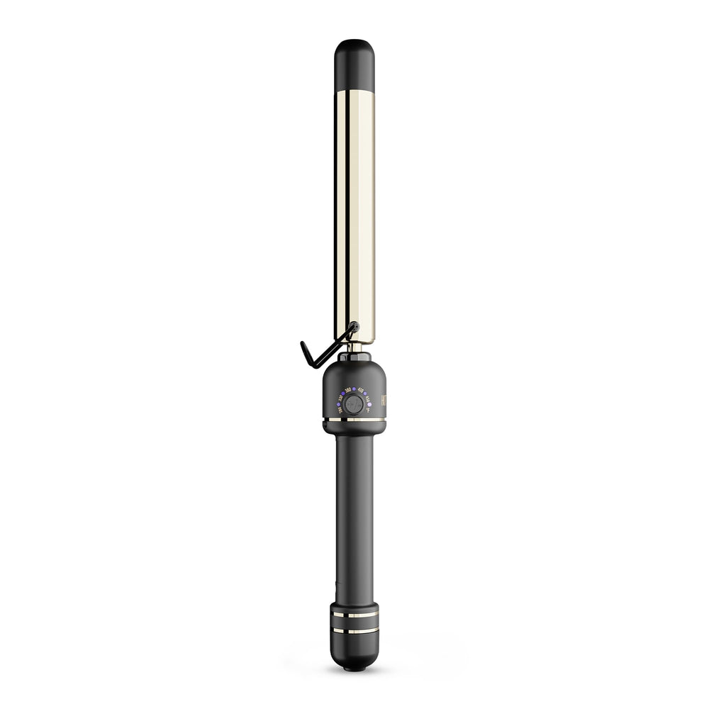 HOT TOOLS 24K Gold Extended Barrel Curling Wand front view with smooth, lasting curls