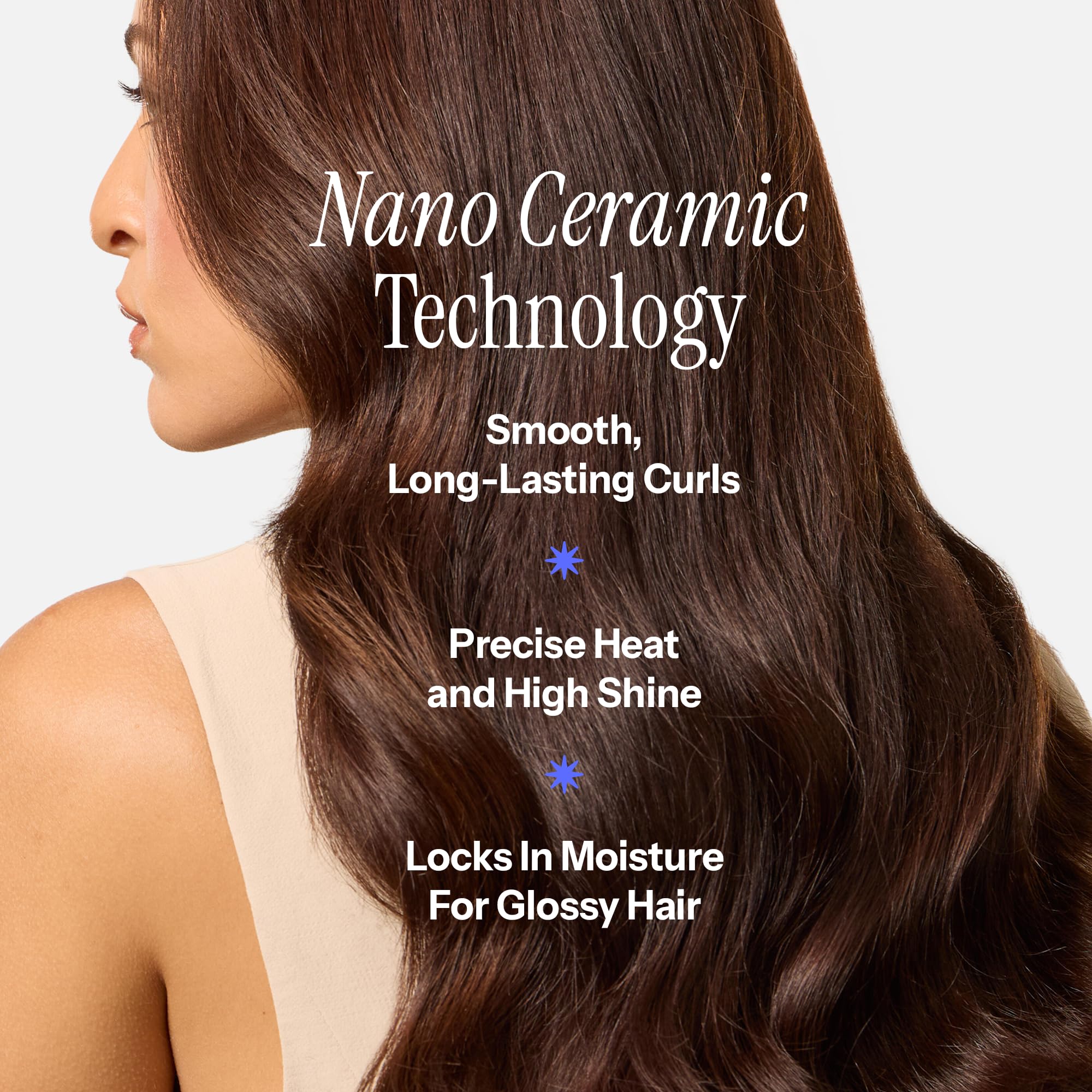 HOT TOOLS extra-long-cool-tip helps rest fingers safely during styling.