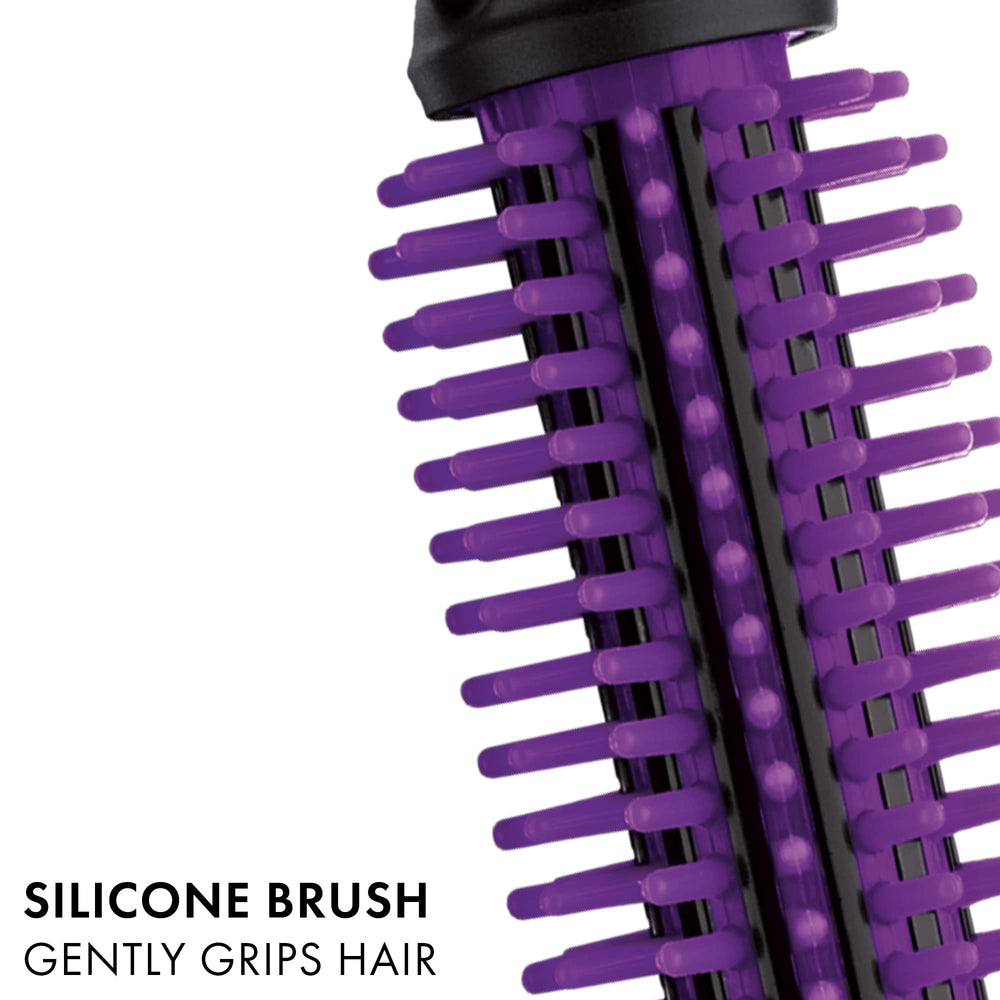 Hot Tools Pro Artist 1-inch barrel with silicone bristles provides controlled grip.