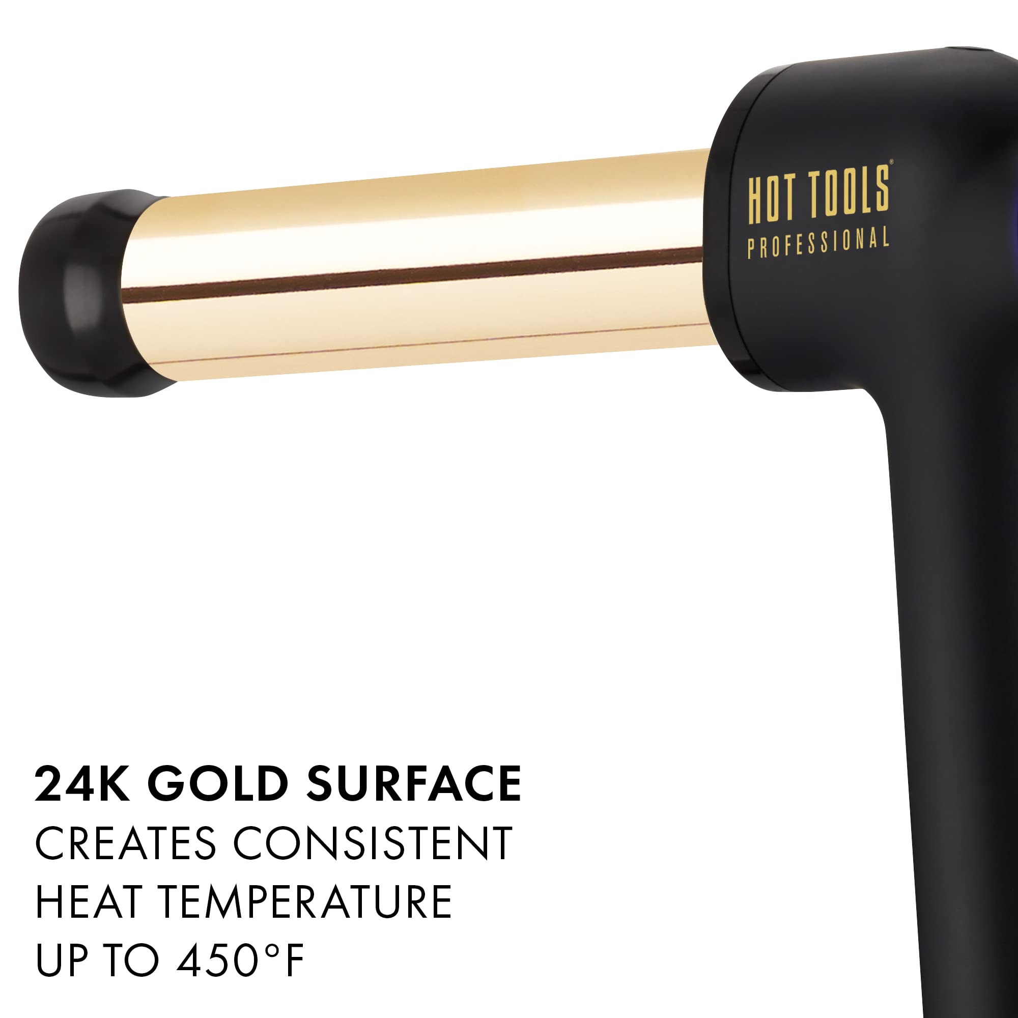 Hot Tools Pro Artist 24K Gold Curlbar glow ring indicates heat readiness
