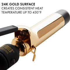 HOT TOOLS Pro Artist 24K Gold Curling Iron pulse technology glow shows stable heat during styling