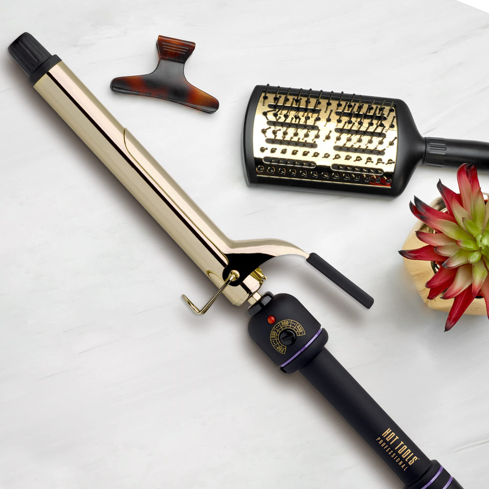 Hot Tools Pro Artist 24K Gold curling iron on/off indicator shows mode at a glance