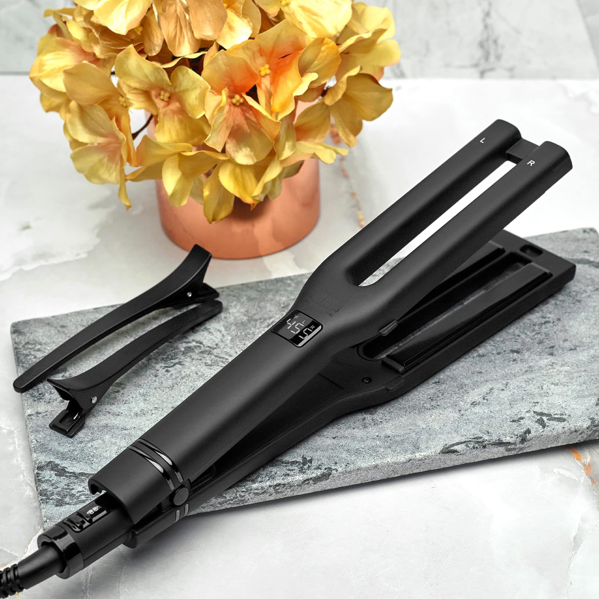 Hot Tools Pro Artist Black Gold universal voltage plug close-up for travel