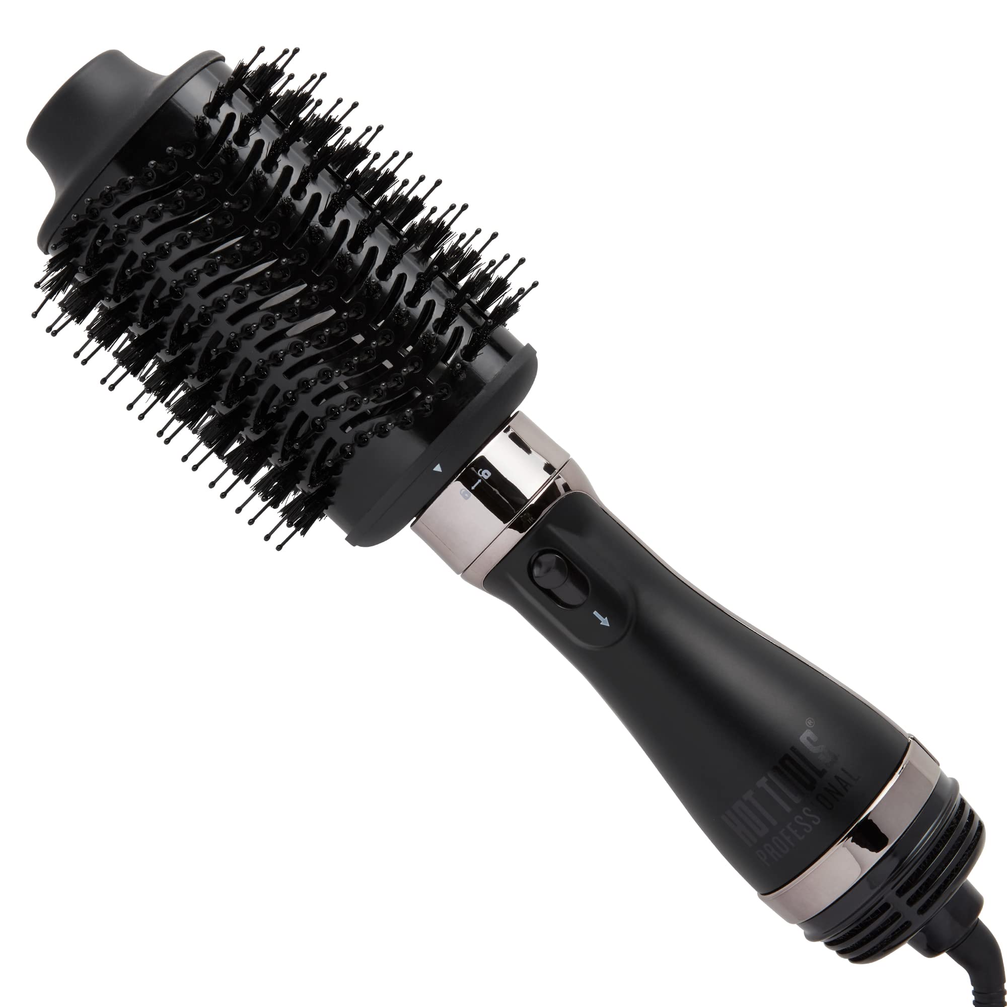Hot Tools Pro Artist Black Gold detachable blowout head enables versatile styling on the go.