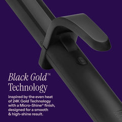 Hot Tools Pro Artist Black Gold curling iron with 26 heat settings for customizable styling.