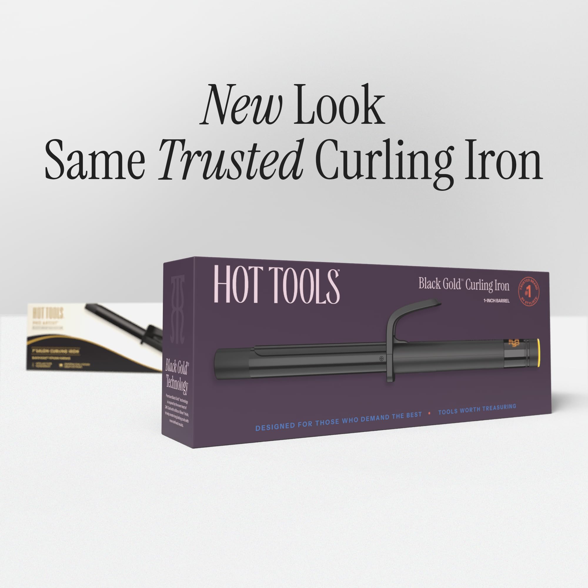 Hot Tools Pro Artist Black Gold curling iron soft-touch finish for comfortable grip.