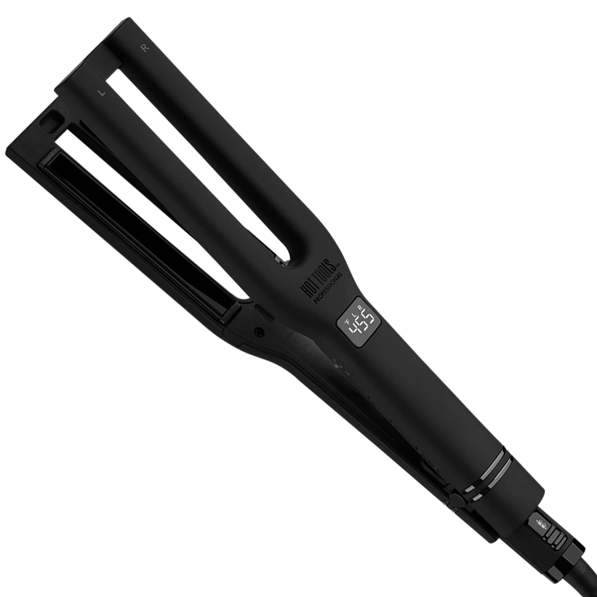 Hot Tools Pro Artist Black Gold dual-plate flat iron close-up with fast-styling plates