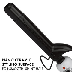 Hot Tools Pro Artist Nano Ceramic Curling Iron wand cool-tip detail for safer styling.