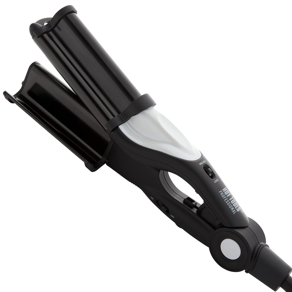 Hot Tools Pro Artist nano ceramic deep waver barrel closeup for smooth frizz-free styling