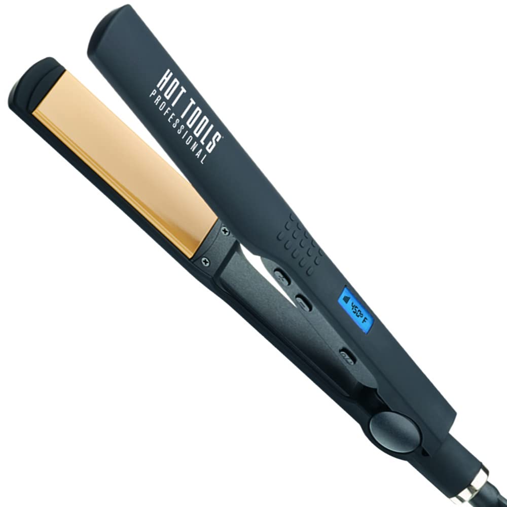 Hot Tools Pro Artist Nano Ceramic Flat Iron close-up glow for snag-free glide