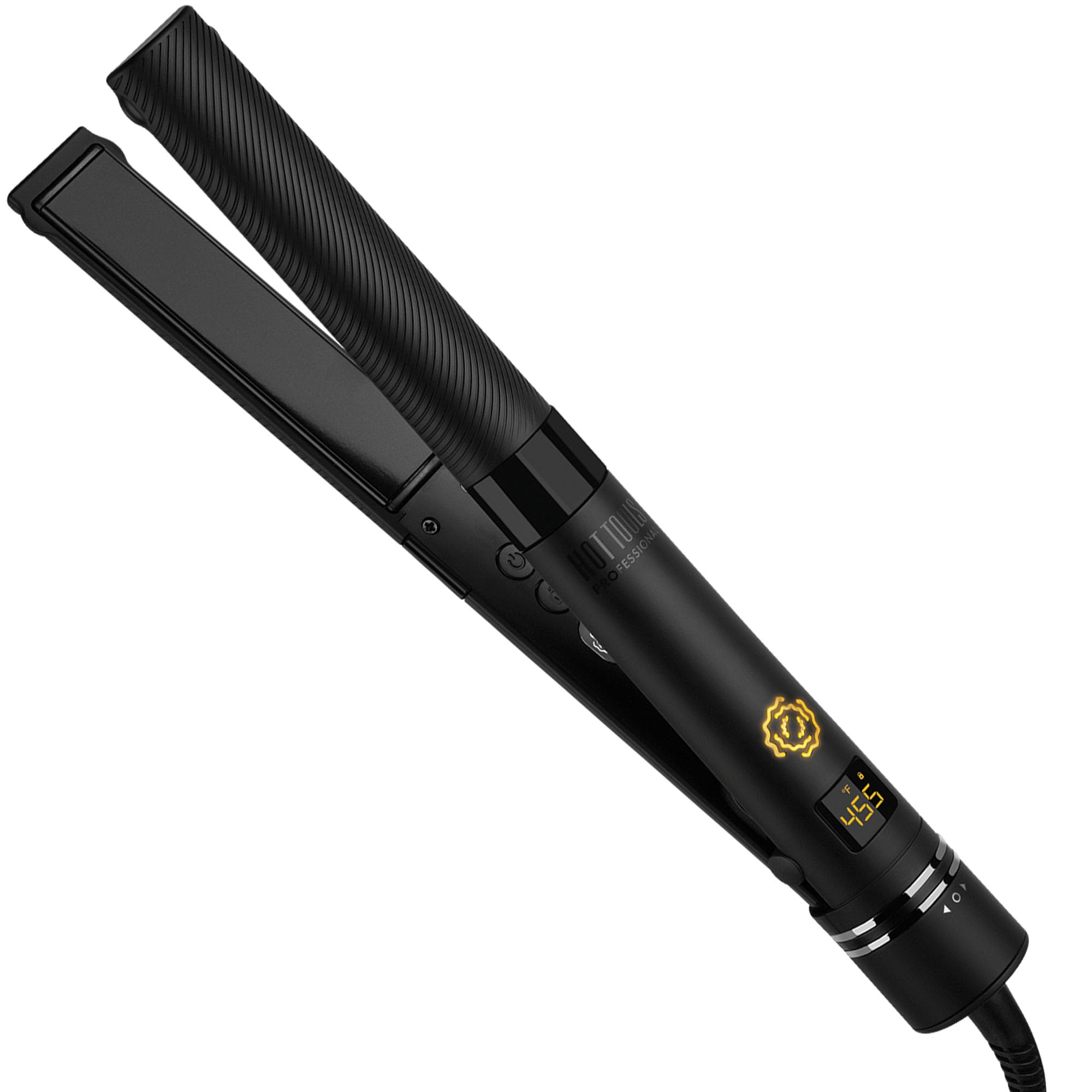 Hot Tools Pro Artist SmoothWave flat iron close-up shows vibrating plates for smoother passes during daily styling