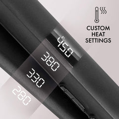 HOT TOOLS Pro Signature flat iron floating plates enable even heat and glide.