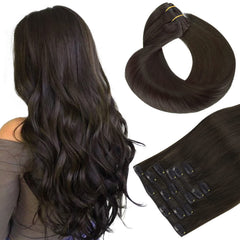 hotbanana dark brown clip-in extensions 18in assembled for fuller look