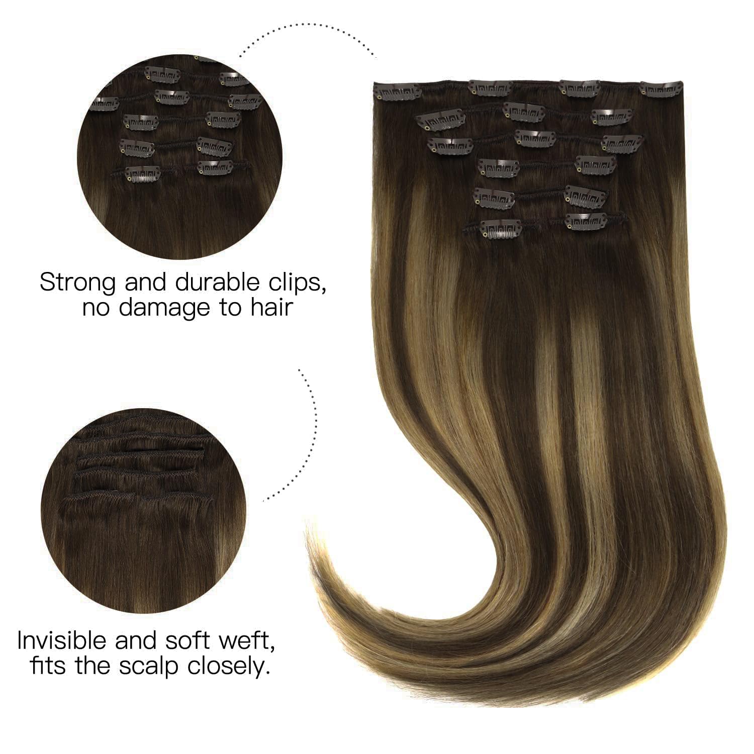 HOTBANANA real human hair Remy clip-ins deliver soft, manageable texture.