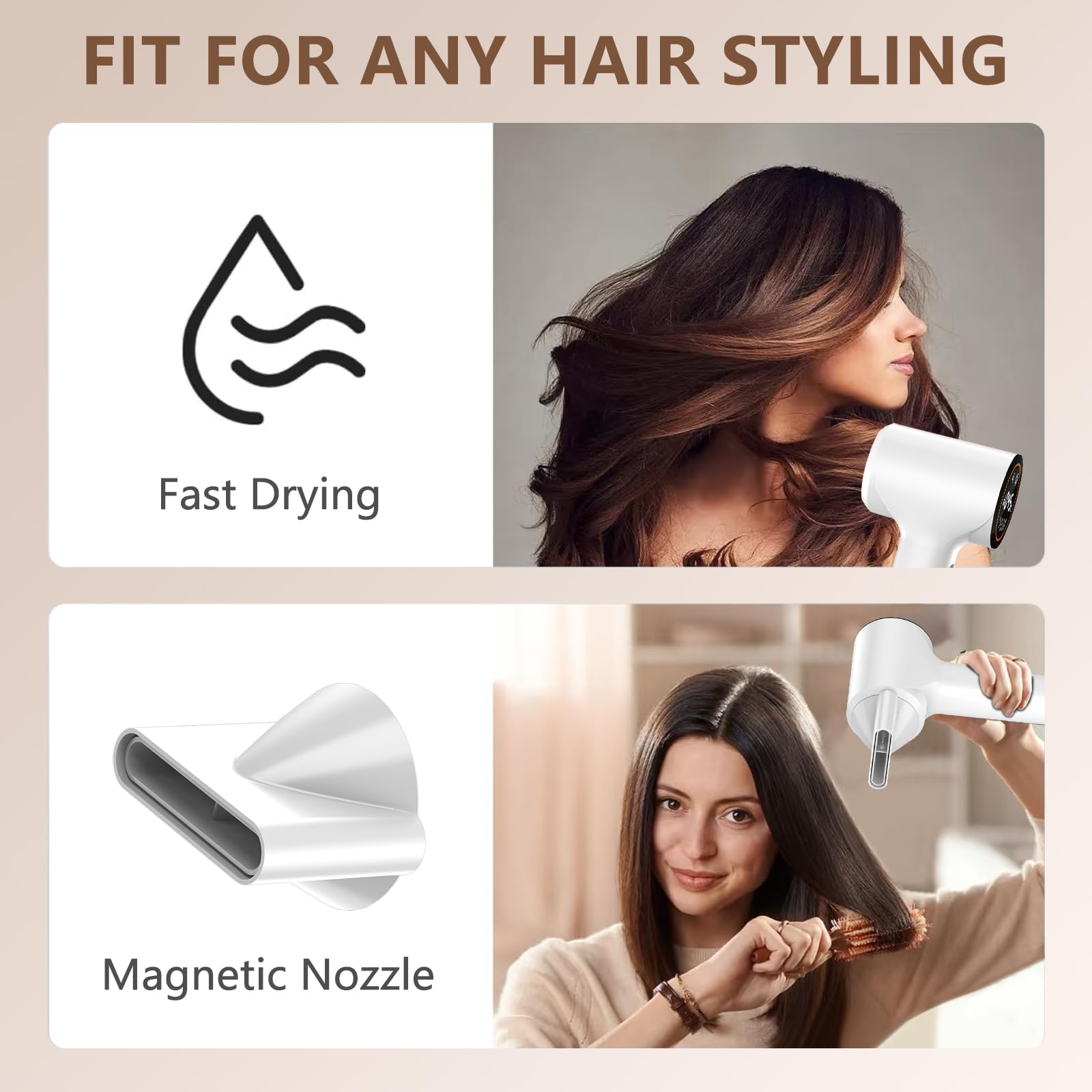HOTLIFE hair dryer operates quietly with a low-noise design.