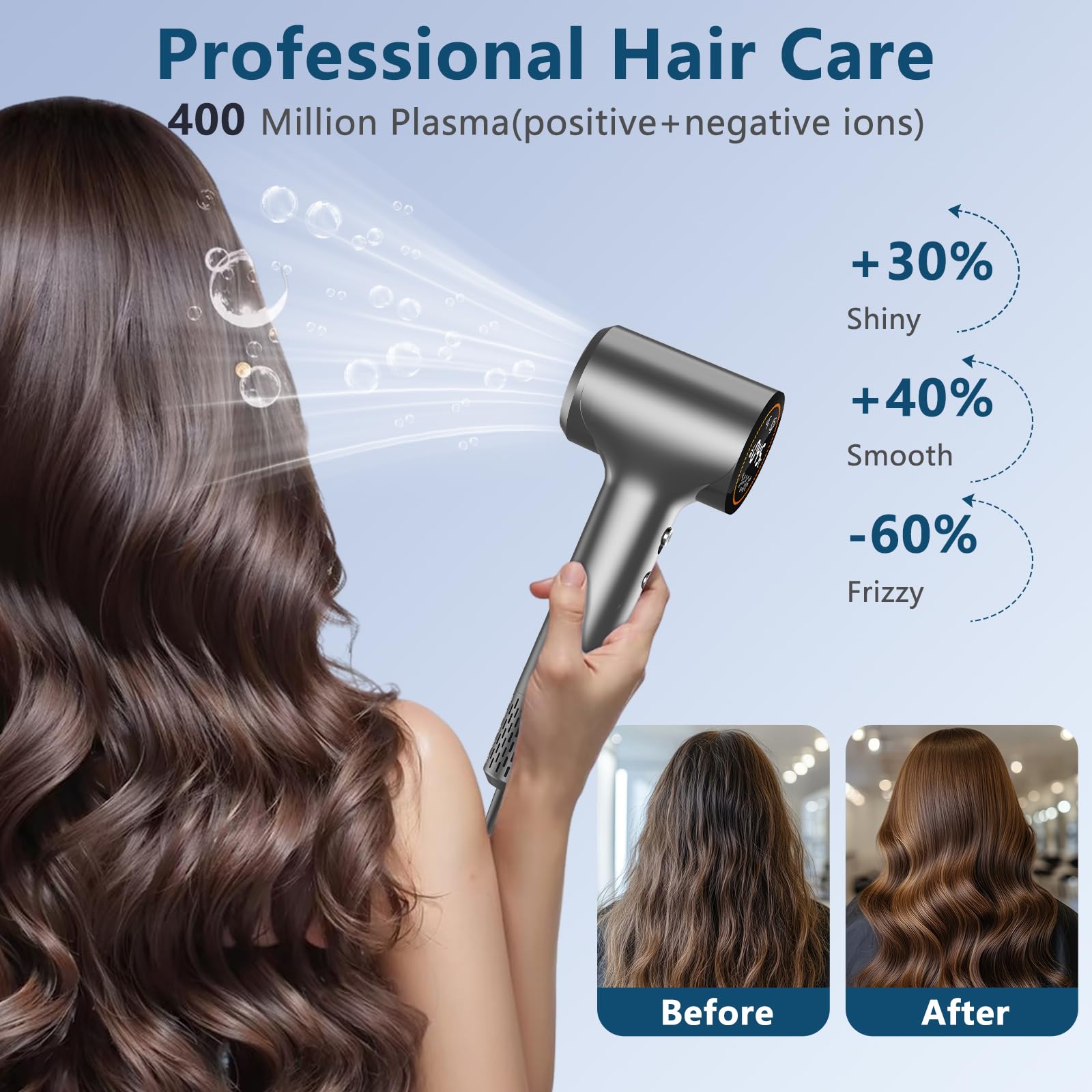 HOTLIFE plasma hair dryer magnetic-nozzles enable versatile styling options.