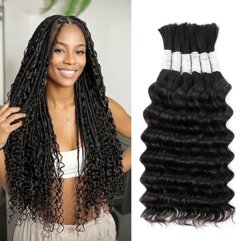 Hotlulana deep wave bundles 14 inch add length and volume for boho braids.