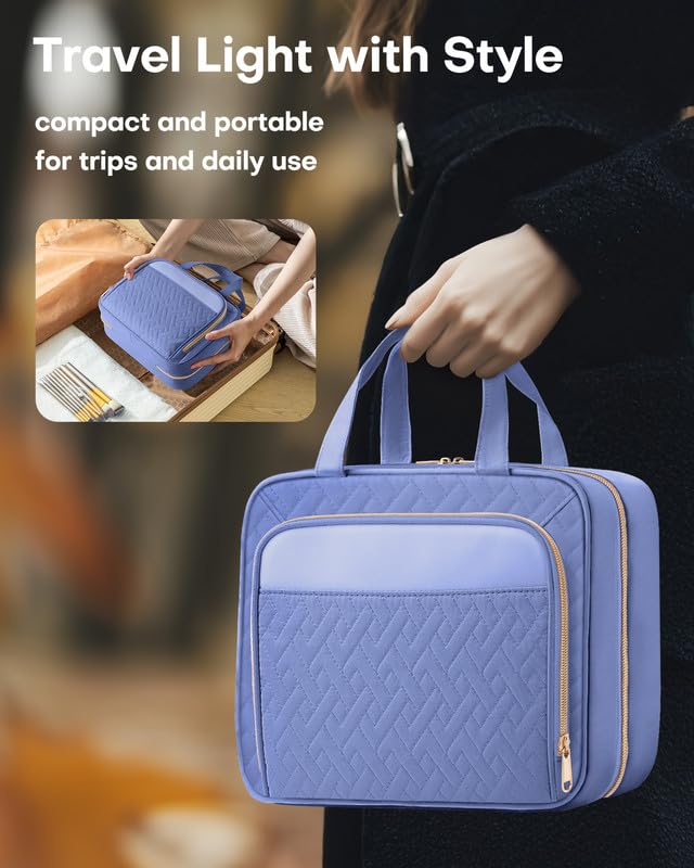 HOTOR toiletry bag features a durable top handle for grab-and-go