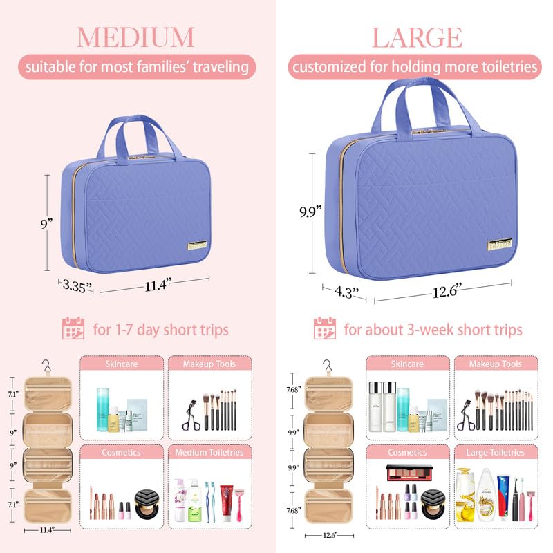 HOTOR Travel Toiletry Bag compact design fits on overnight trips.