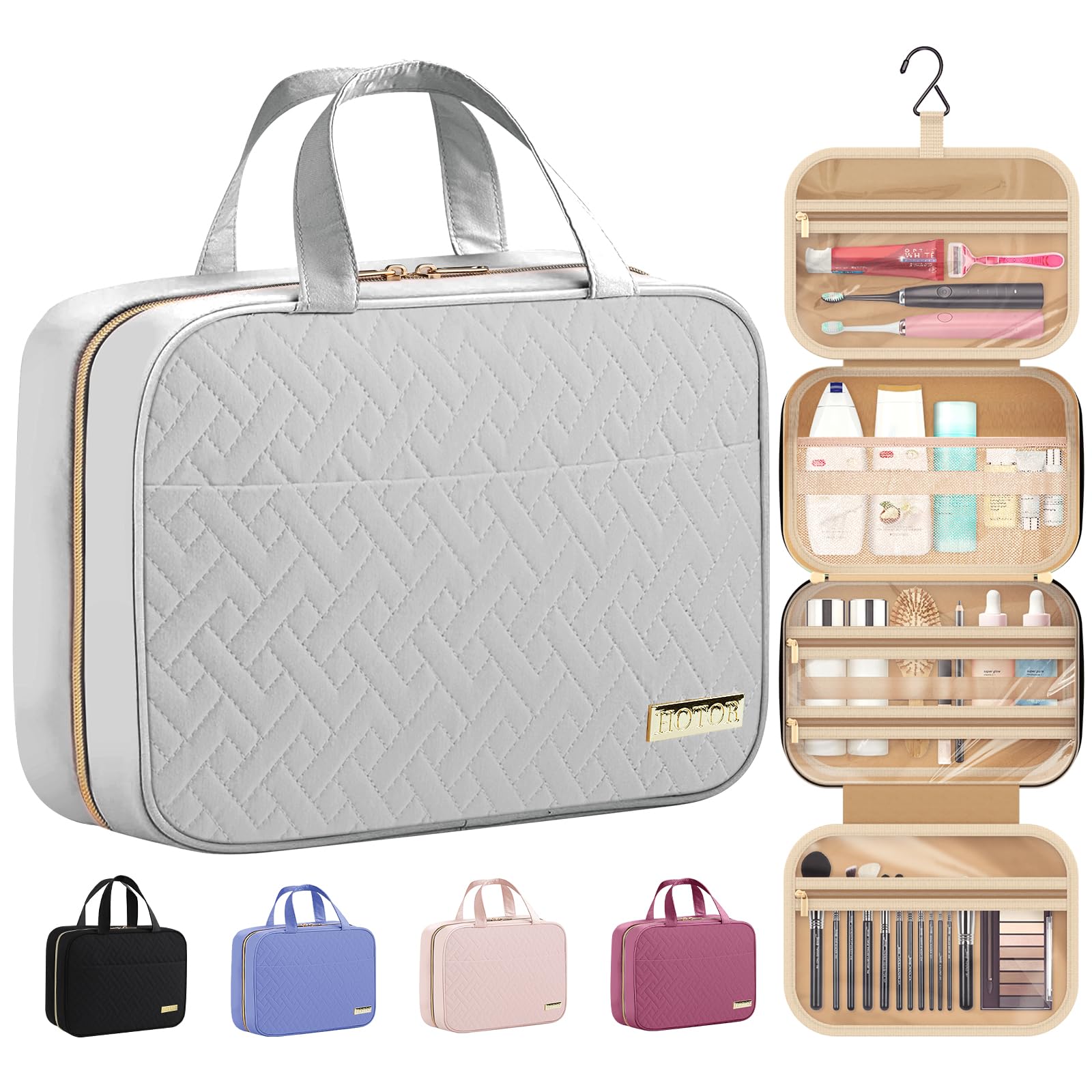 HOTOR travel toiletry bag hanging design keeps items organized and accessible on trips
