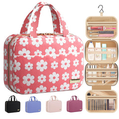 HOTOR travel toiletry bag with hanging design, easy access while traveling.