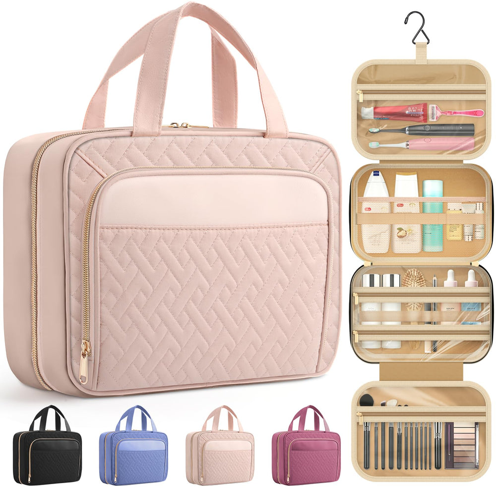HOTOR Travel Toiletry Bag with hanging hook for easy access while traveling.